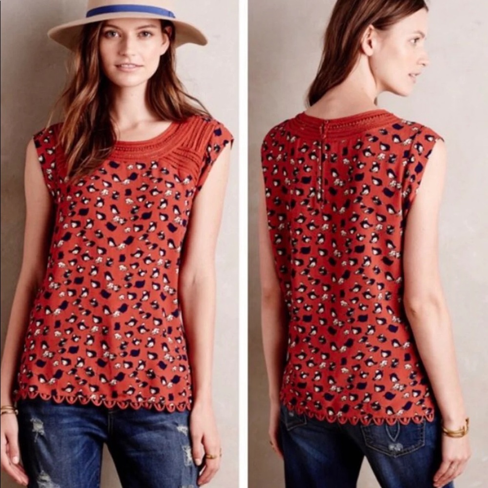 EUC- Meadow Rue Sanna Bird Print Top
